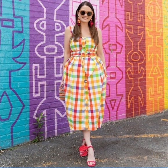 NWT  Christopher John Plaid Rogers Button Front MIdi Dress 2 - Picture 2 of 10